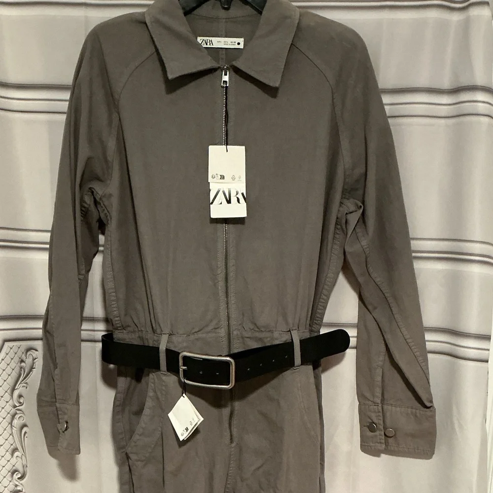 NWT ZARA ZARA LONG BELTED JUMPSUIT COLLECTION  SIZE L 🚨PRICE FIRM NO DISCOUNT